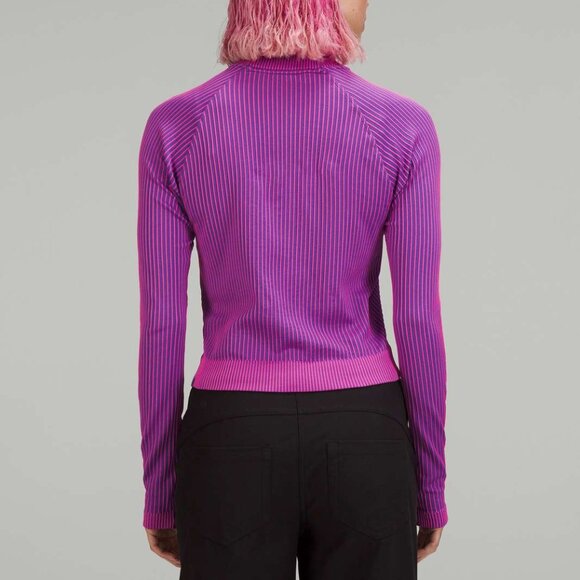 Lululemon Women's Rest Less Cropped Half Zip in Rib Psychic / Sonic Pink - Picture 2 of 9
